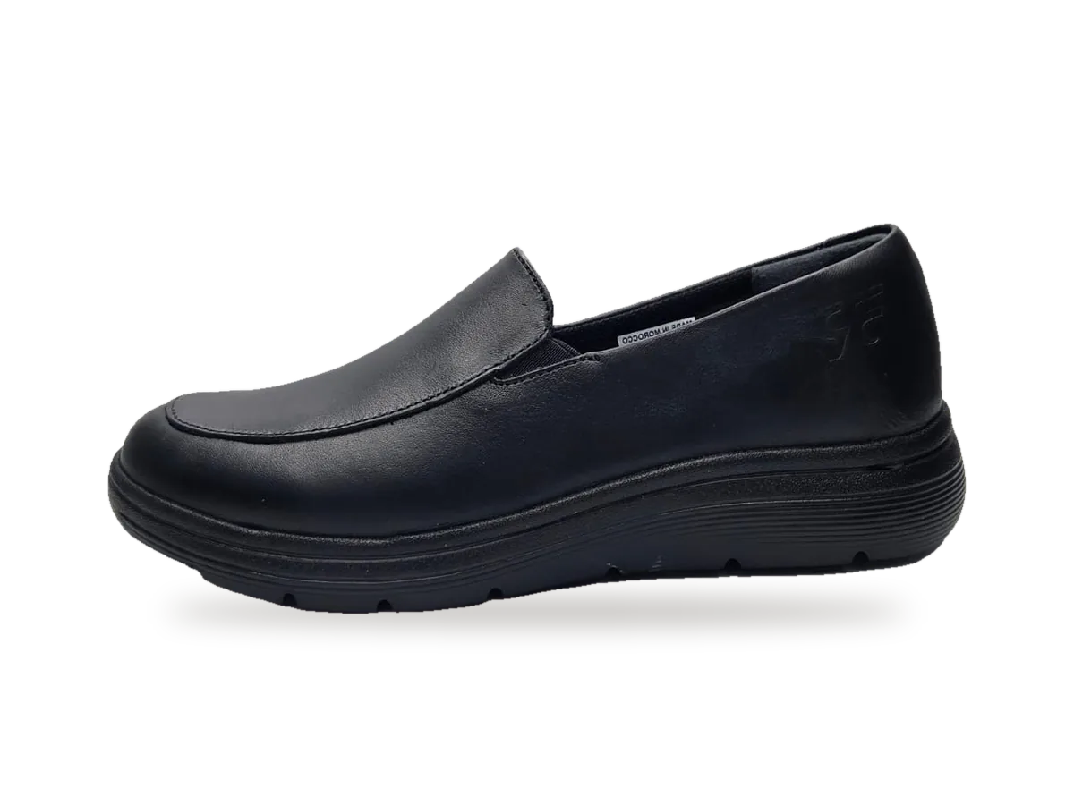 Mocassin cuir femme Noir, profil