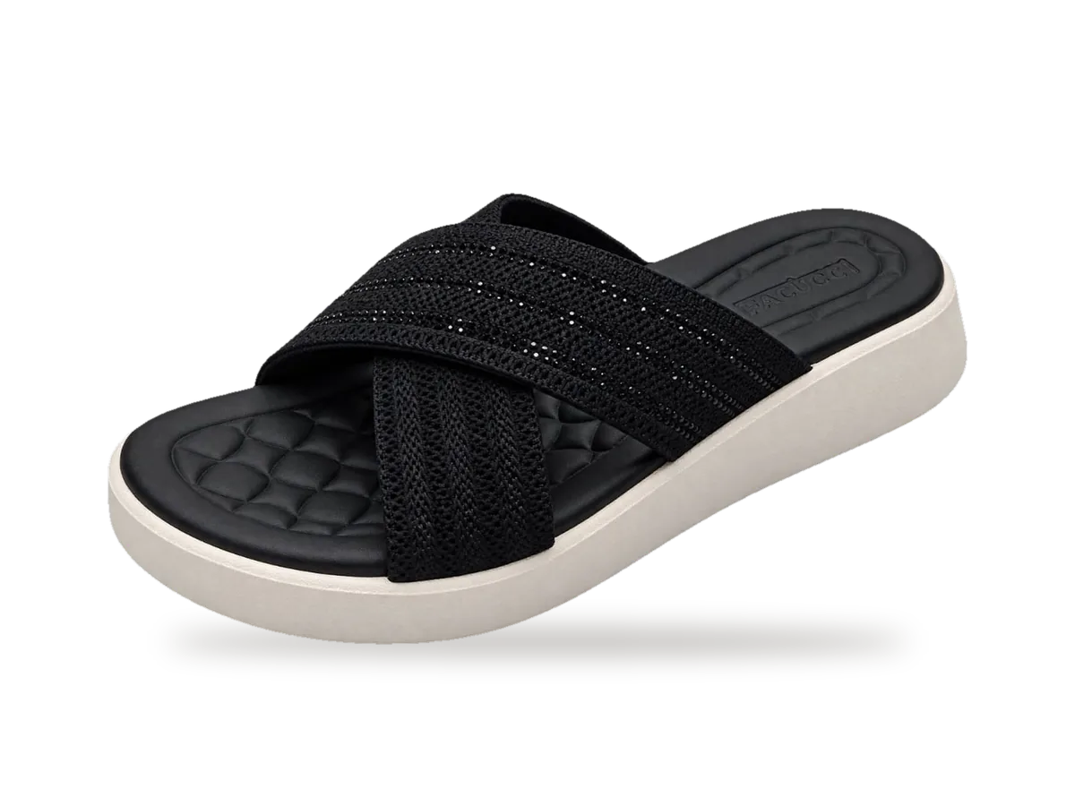 Mule brides croisées brillantes Noir, profil