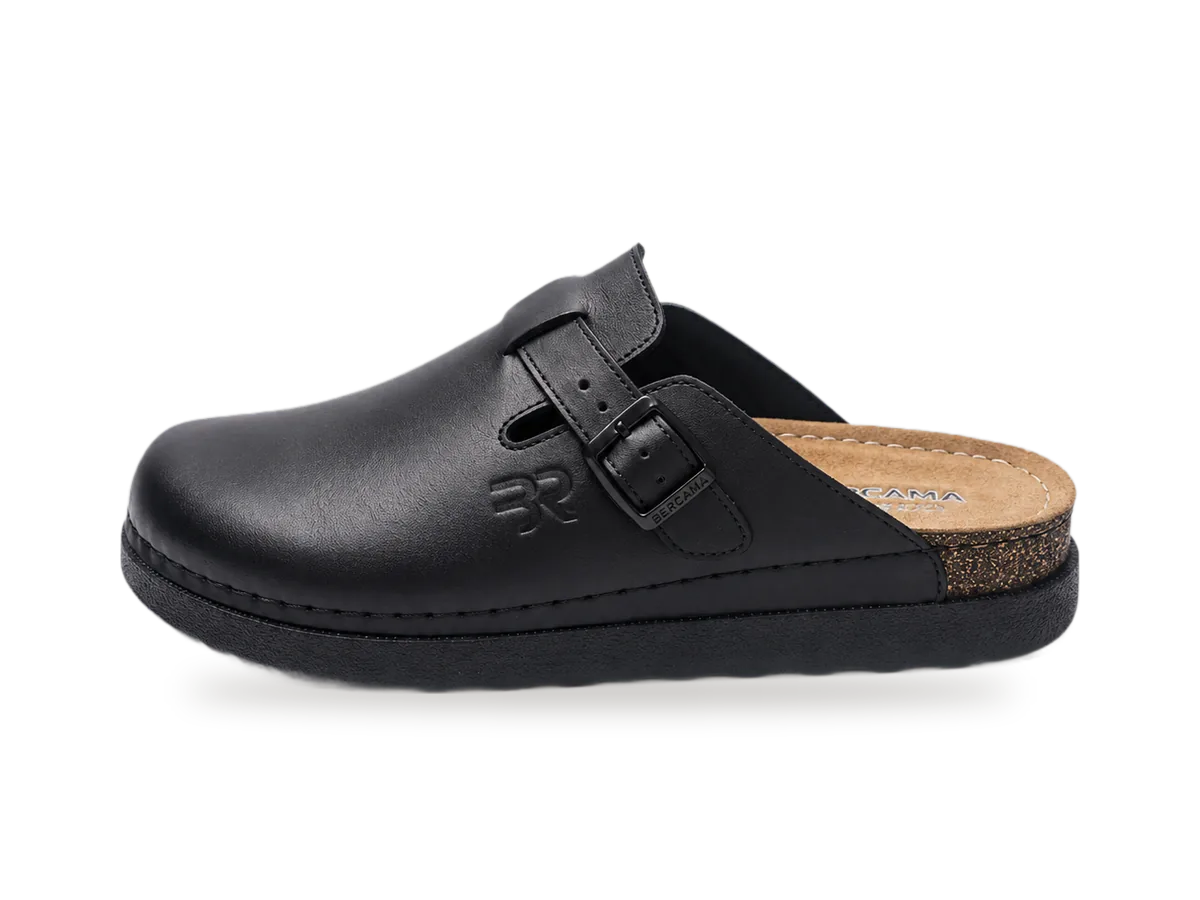 Sabot cuir lisse à boucle F500 Noir cuir lisse, profil