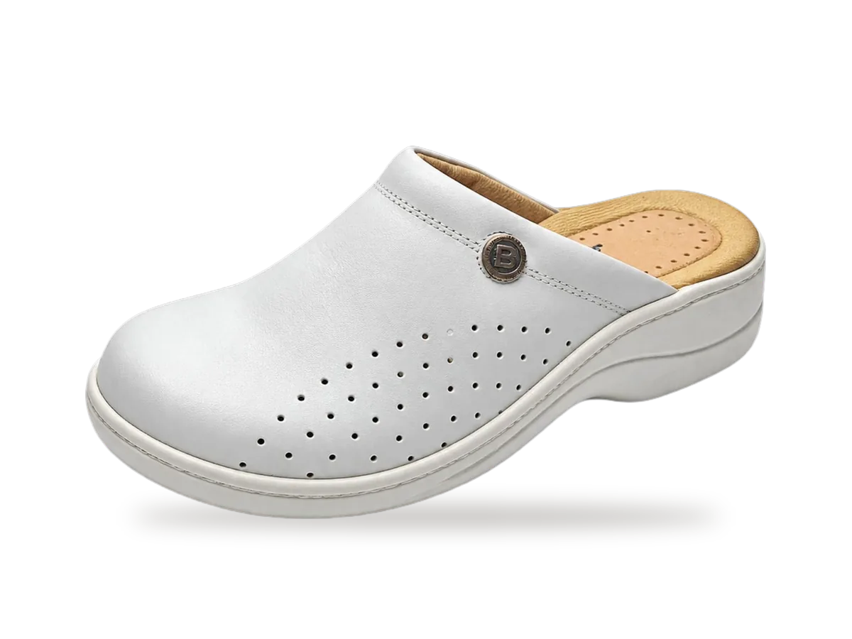 Sabot médical cuir perforé 5000 Blanc, profil